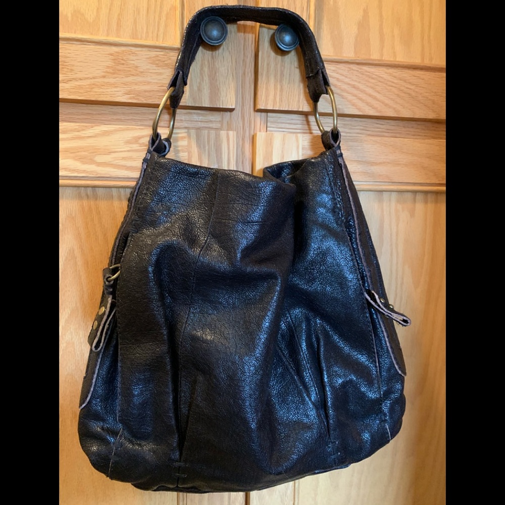 Beautiful black tote bag/purse- pebbled leather